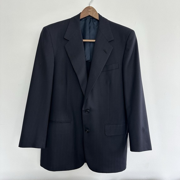 Oxxford Manhattan Suit Jacket‎ 39R Navy Stripe Bespoke Quality Preppy Luxe